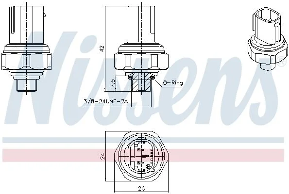 Pressure Switch, air conditioning NISSENS 301070