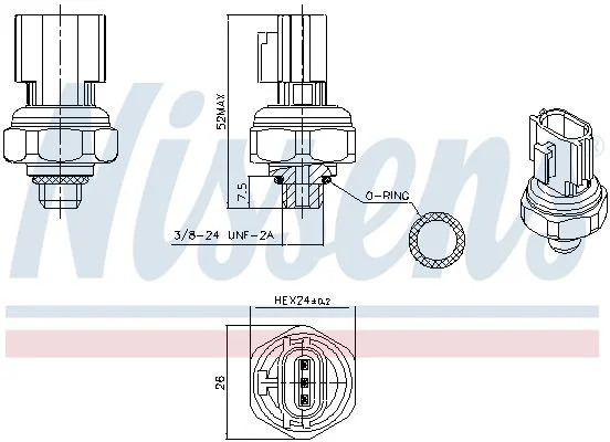 Pressure Switch, air conditioning NISSENS 301077