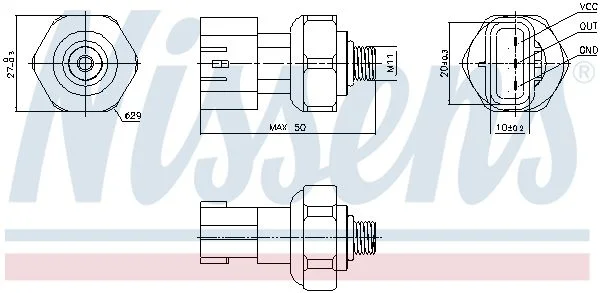 Interruptor de pressão, ar condicionado NISSENS 301090