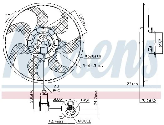 Ventilador, refrigeração do motor NISSENS 850070