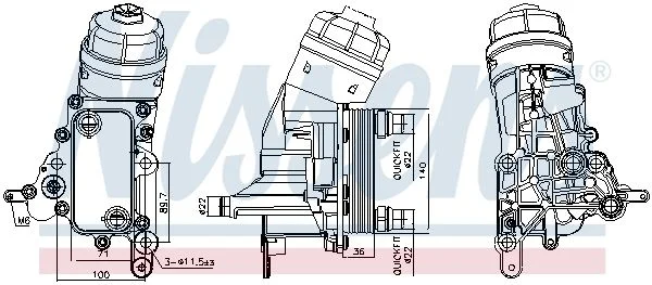 Oil Cooler, engine oil NISSENS 91343