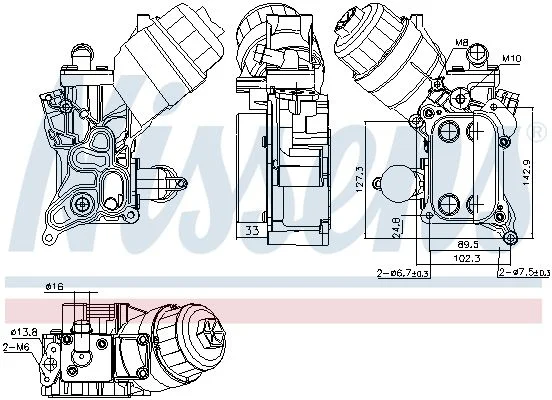 Oil Cooler, engine oil NISSENS 91355
