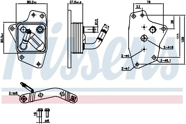 Oil Cooler, engine oil NISSENS 91444