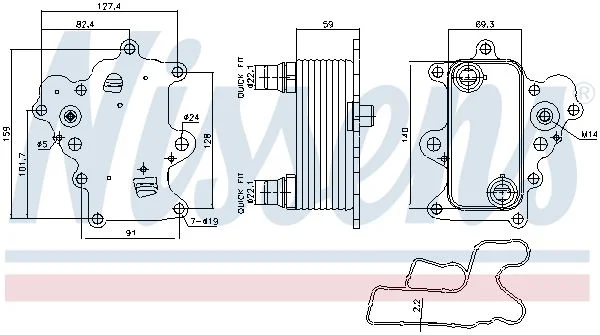 Oil Cooler, engine oil NISSENS 91457