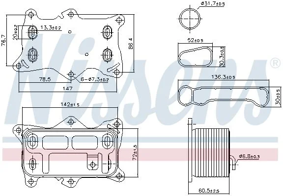 Oil Cooler, engine oil NISSENS 91472