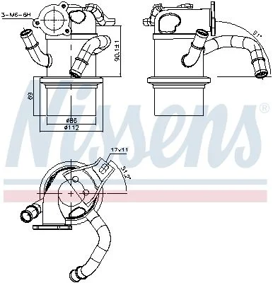 Cooler, exhaust gas recirculation NISSENS 989315