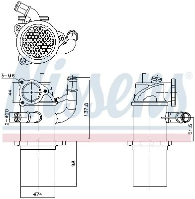 Cooler, exhaust gas recirculation NISSENS 989423