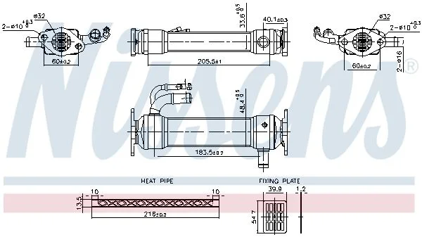 Cooler, exhaust gas recirculation NISSENS 989476