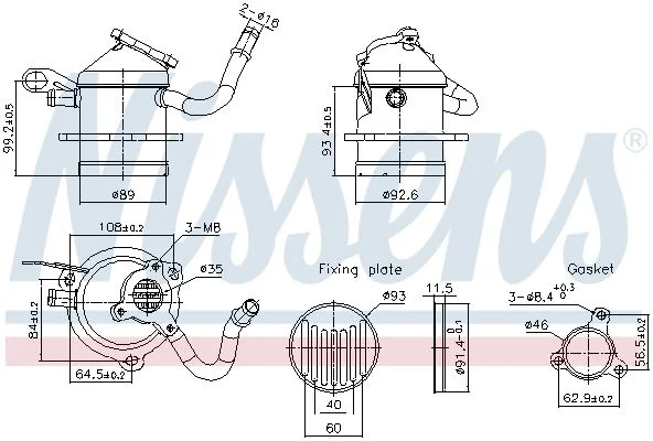 Resfriador, recirculação dos gases de escape NISSENS 989480