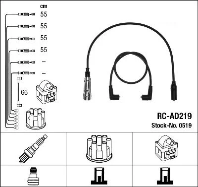 Conjunto de cabos de ignição NGK 0519