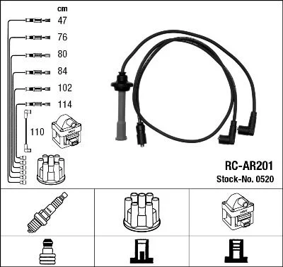 Conjunto de cabos de ignição NGK 0520