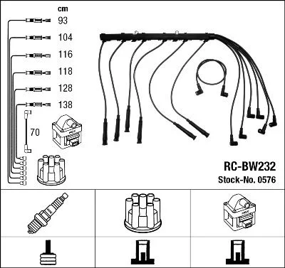 Conjunto de cabos de ignição NGK 0576