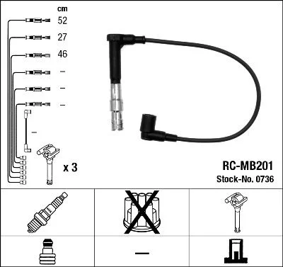 Conjunto de cabos de ignição NGK 0736