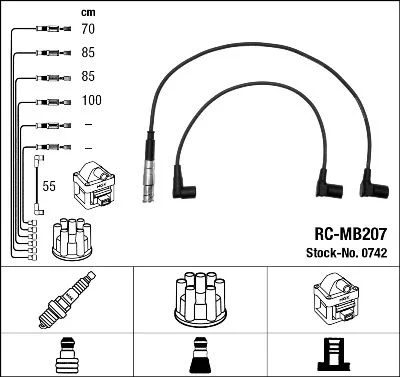 Conjunto de cabos de ignição NGK 0742