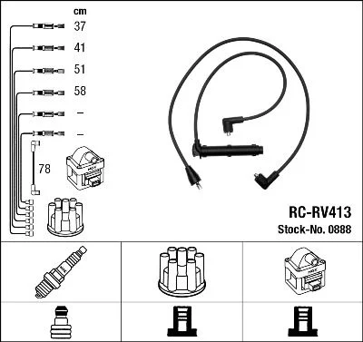 Conjunto de cabos de ignição NGK 0888