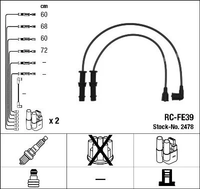 Conjunto de cabos de ignição NGK 2478
