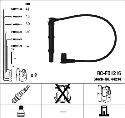 Conjunto de cabos de ignição NGK 44234