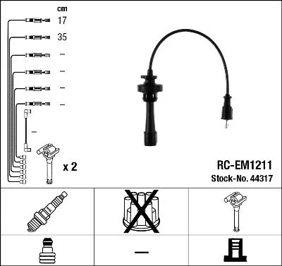 Conjunto de cabos de ignição NGK 44317