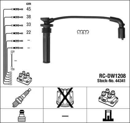 Conjunto de cabos de ignição NGK 44341