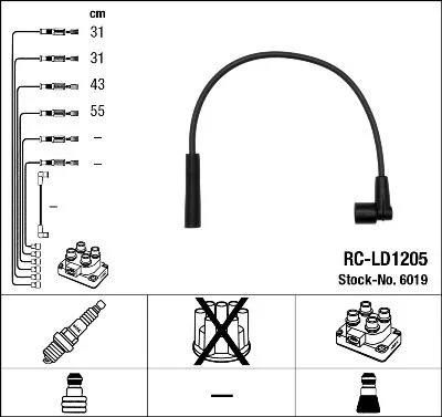 Conjunto de cabos de ignição NGK 6019