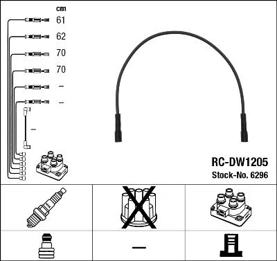 Conjunto de cabos de ignição NGK 6296