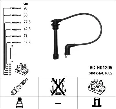 Conjunto de cabos de ignição NGK 6302