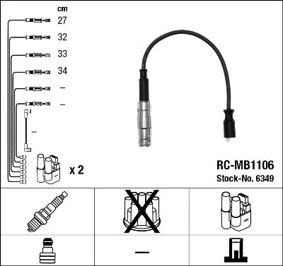 Conjunto de cabos de ignição NGK 6349
