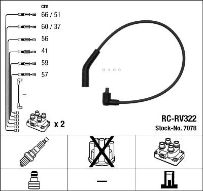 Conjunto de cabos de ignição NGK 7078