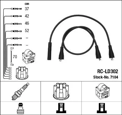 Conjunto de cabos de ignição NGK 7104