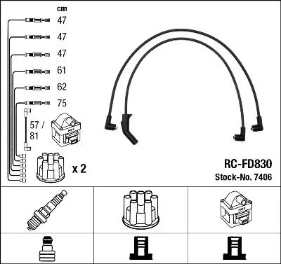 Conjunto de cabos de ignição NGK 7406