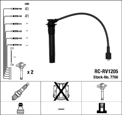 Conjunto de cabos de ignição NGK 7706