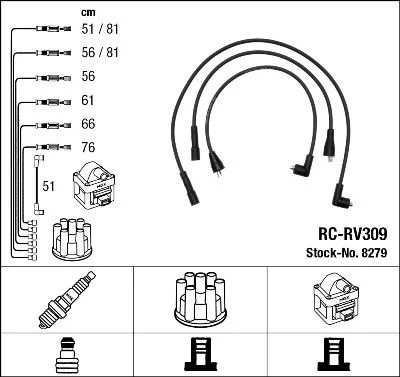 Conjunto de cabos de ignição NGK 8279