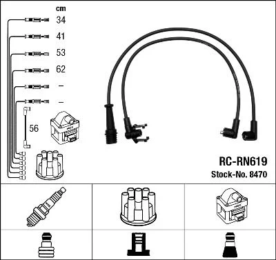 Conjunto de cabos de ignição NGK 8470