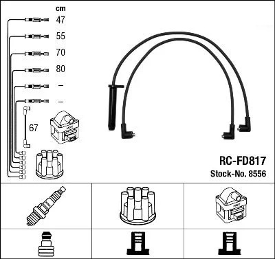 Conjunto de cabos de ignição NGK 8556