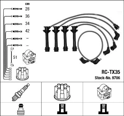 Conjunto de cabos de ignição NGK 9706