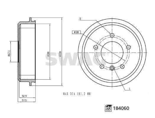 Brake Drum SWAG 33 10 9266