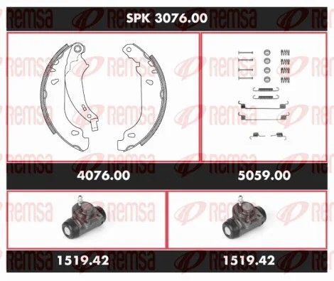 Brake Kit, drum brake REMSA SPK 3076.00