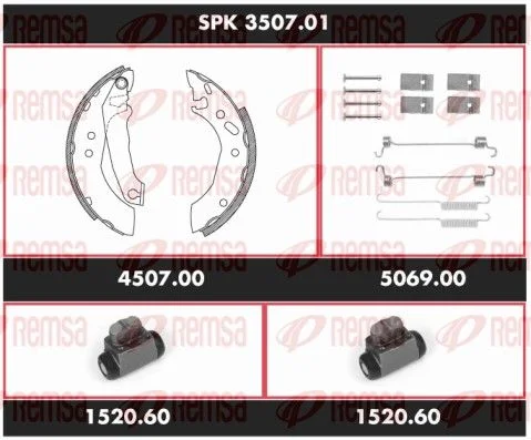 Brake Kit, drum brake REMSA SPK 3507.01