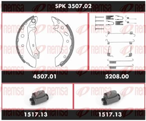 Brake Kit, drum brake REMSA SPK 3507.02