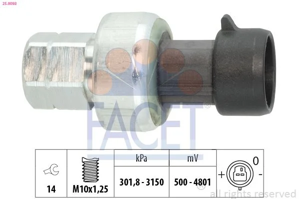Pressure Switch, air conditioning FACET 25.0093