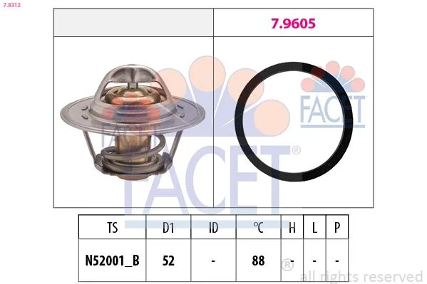 Thermostat, coolant facet 7.8312