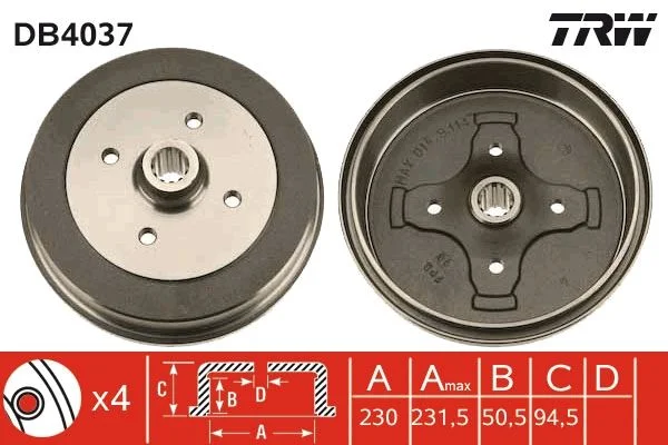Tambor de Travão TRW DB4037