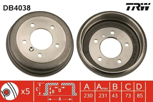Tambor de Travão TRW DB4038