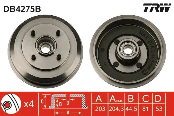 Tambor de Travão TRW DB4275B