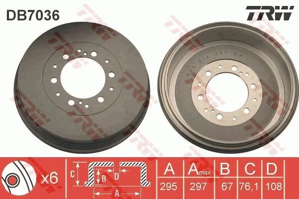 Tambor de Travão TRW DB7036