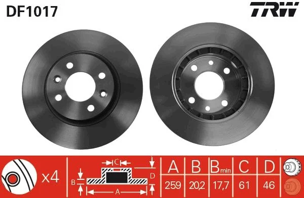 Brake Disc TRW DF1017