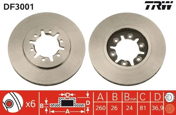 Brake Disc TRW DF3001