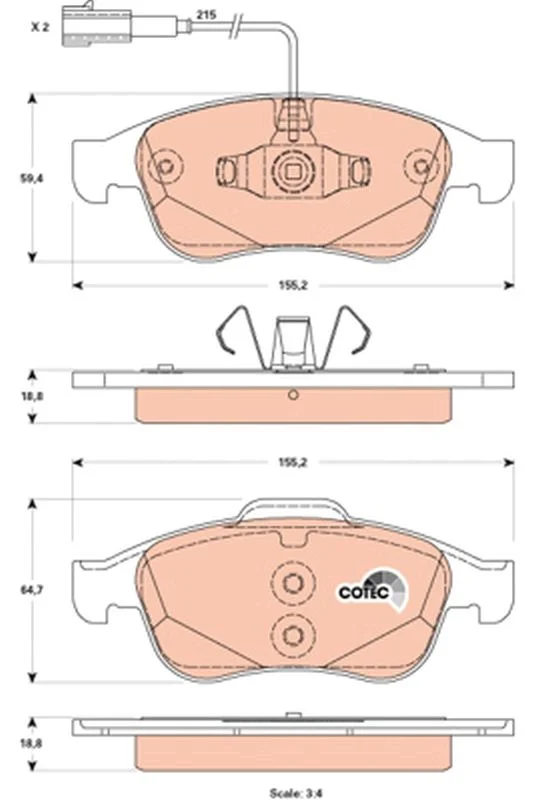 Conjunto de pastilhas de travão de disco TRW GDB1873