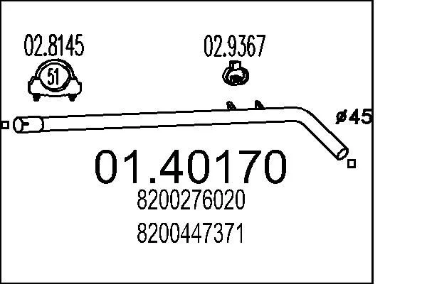 Tubo de Escape MTS 01.40170