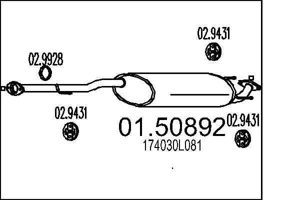 Centre Muffler MTS 01.50892